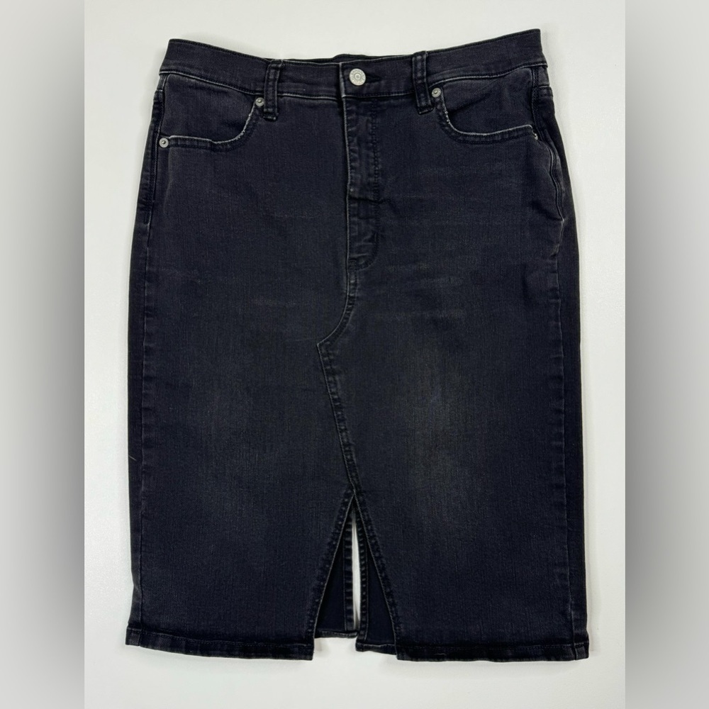 Banana Republic Denim Black Stretch Pencil Knee Skirt Womens Size 8